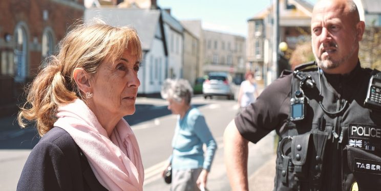 PCC Sue Mountstevens and Police Officer