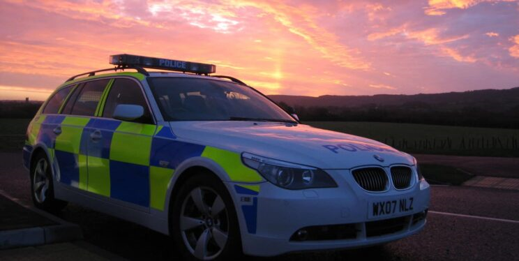 Police car at sunset