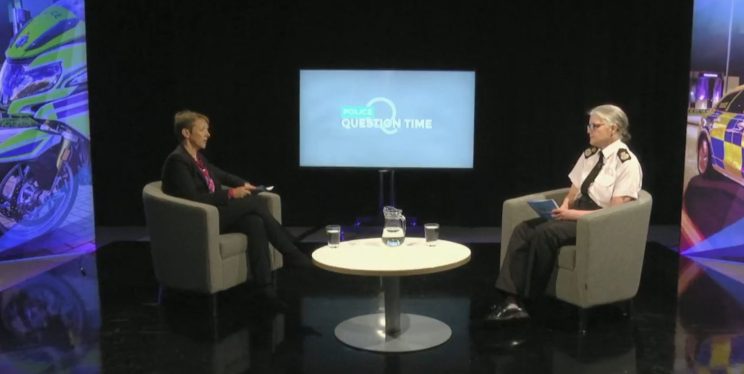 PCC Clare Moody is interviewing CC Sarah Crew in a studio