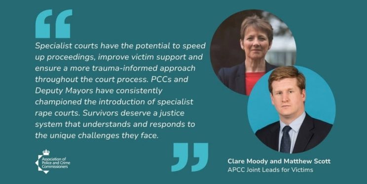 Photos of PCC Clare Moody and PCC Matthew Scott, Joint Leads for Victims, and a quote: 